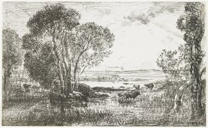 Den hydrauliske motor, 1862 af Charles Francois Daubigny