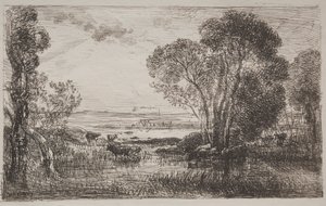 The Hydraulic Machine, originalt aftryk 1862, trykt i 1921. af Charles Francois Daubigny