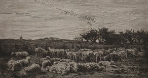 Den store fårefold, 1860. af Charles Francois Daubigny