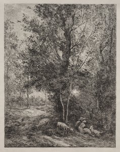 Hyrden og hyrdinden af Charles Francois Daubigny