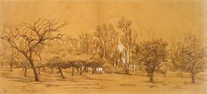 Udsigt over en frugthave ved Saint-Denis, midten af det 19. århundrede af Charles Francois Daubigny
