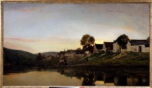 Landsby nær Bonnieres Maleri af Charles Francois Daubigny (1817-1878) 1861 Privat samling. af Charles Francois Daubigny
