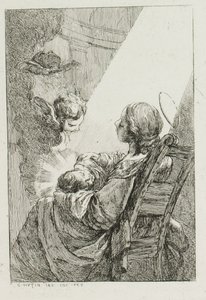 Jomfru Maria vugger Jesusbarnet