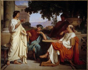Virgil, Horace og Varius ved Mecene Maleri af Charles Francois Jalabert (1819-1901) 1846 Nimes, Museum of Fine Arts - Virgil, Horace og Varius hjemme hos Mecene. Maleri af Charles Francois Jalabert (1819-1901) 1846. Museum of Fine Arts, Nimes, Frankrig