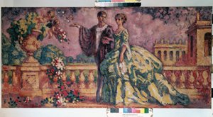 ""La promenade"" (gåturen) Galant scene, der repræsenterer et par (1800-tallet), der går i gyden i en park. Maleri af Charles Guerin (1875-1939) 1911 Dim. 73,4x92,3 cm Eremitagemuseet, Sankt Petersborg (Saint-Petersburg) DR