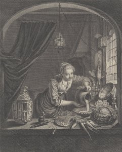 Mælkepige efter maleriet af G.Dou i hr. Poullains kabinet, midten af 1600-tallet. af Charles François Adrien Macret
