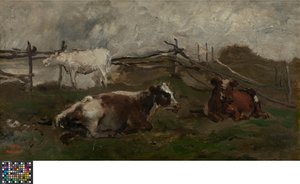 Køer på en eng af Charles Francois Daubigny