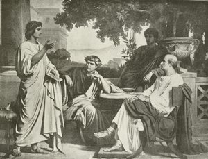 Virgil, Horace og Varius i huset af Maecenas (dybtryk)
