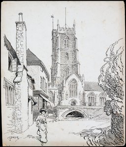En udsigt fra den sydlige del af Priory Church of St George, Dunster, Somerset af Charles George Harper