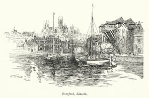 Brayford, Lincoln (litografi) af Charles George Harper