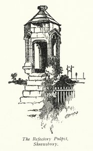 Prædikestolen i refektoriet, Shrewsbury (litografi) af Charles George Harper