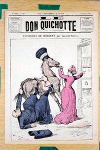 Omslag til "Don Quixote", nummer 335, Satirisk i farver af Charles Gilbert Martin