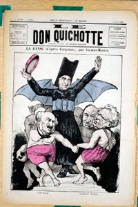Omslag til ""Le Don Quixote"", nummer 294, Satirisk i farver af Charles Gilbert Martin