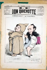 Cover af ""Le Don Quixote"", nummer 330, satirisk i farver af Charles Gilbert Martin