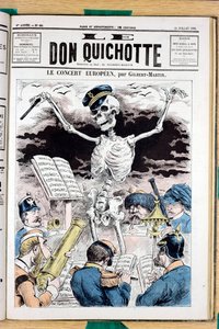 Cover af ""Le Don Quixote"", nummer 422, satirisk i farver af Charles Gilbert Martin