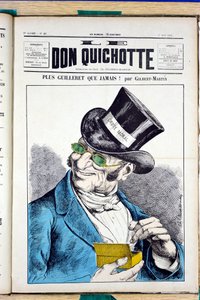 Omslag til "Le Don Quixote", nummer 45, Satirique en Colours af Charles Gilbert Martin