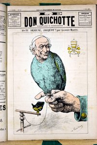 Omslag af "" Le Don Quixote "", nummer 672, farve satirisk af Charles Gilbert Martin