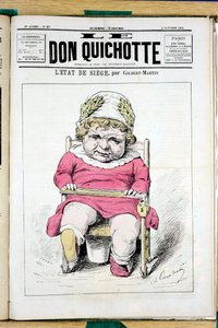 Cover af ""Le Don Quixote"", nummer 67, satirisk i farver af Charles Gilbert Martin