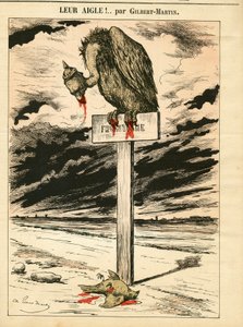 Omslag af ""Le Don Quixote"", nummer 693, satirisk i farver af Charles Gilbert Martin