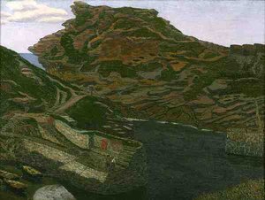 Boscastle Harbour, Cornwall (olie på lærred) af Charles Ginner