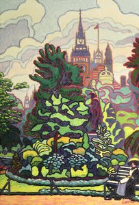 Haver langs Victoria Embankment af Charles Ginner