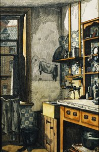 Hjørnet af køkkenet af Charles Ginner