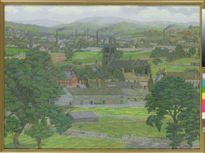 Yeadon Church, nær Leeds af Charles Ginner