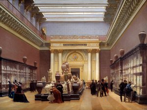 Udsigt over Musee Napoleon III, værelse i terracotta ved Louvre, også kendt som galleriet Campana Painting af Sebastien Charles Giraud (1819-1892) 1866 Søn. 0,97x1,3 m
