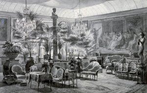 Prinsesse Mathildes vinterhave, gouache og blæk, tegning af Charles Giraud (1819-1892)