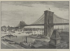 New York og Brooklyn Suspension Bridge fra Brooklyn Side, slutningen af 1800-tallet af Charles Graham