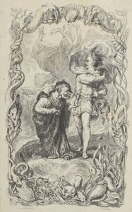 Illustration til stormen: Caliban, Ferdinand og Ariel, 1836. af Charles Gray