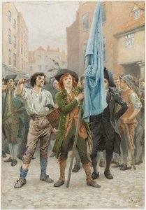 Barnaby Rudge hjælper med at lede Gordon-optøjerne, 1884. af Charles Green