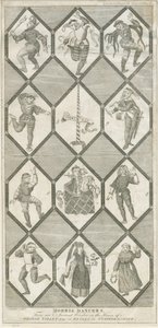 Betley Glass Window - Morris Dancers: gravering, og [?1700-tallet] (tryk) af Charles Grignion