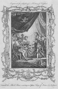 Edward den sorte prins venter på John King of France, hans fange, 1773. af Charles Grignion