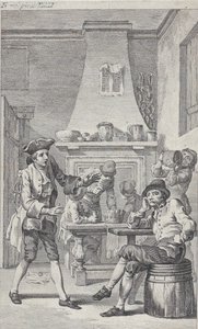 Frontispice til Tobias Smolletts Roderick Random, 1748. af Charles Grignion