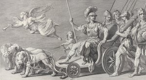 Mars på en vogn trukket af tre løver, 1749.