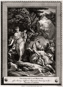 Telemachus og Mentor, efter at have lidt et skibsforlis, ankommer til øen Calypso, 1774