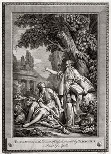 Telemachus, i Oasis-ørkenen, trøstes af Termosiris, en præst fra Apollo, 1774.