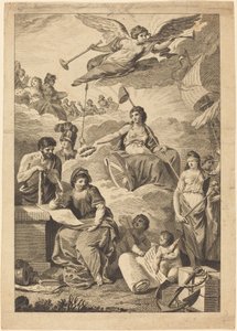 Britannia Crowning History af Charles Grignion, after Conrad Martin Metz