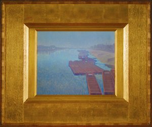 Flod om natten (maleri på lærred) af Charles Guilloux