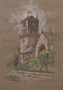 The Old Steeple, Dundee (håndfarvet tryk)