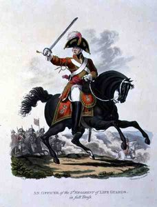 En officer fra 2. regiment af livgarde i fuld kjole, graveret af Joseph Constantine Stadler