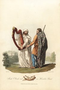 Irsk ollamh og en heraldisk bard, før-romersk æra. ,1821 (gravering)