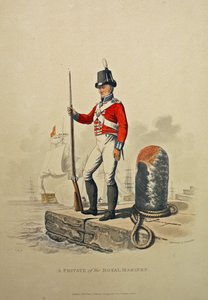 A Private of the Royal Marines, graveret af Joseph Constantine Stadler, udgivet 1815 (akvatint)