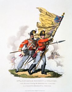Uniform und Colours of the 9th or East Norfolk Regiment of Infantry, fra 