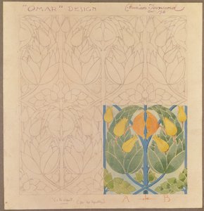 Omar, design til en silke & uld dobbeltklud, 1898 (silke og uld) af Charles Harrison Townsend