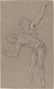 To mandlige figurer: Studie til "Den barmhjertige samaritaner" af Charles Hazelwood Shannon