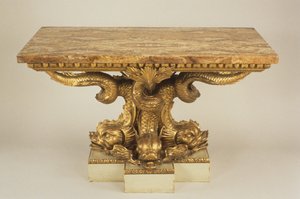 Konsolbord, tilskrevet Marsh & Tatham, ca. 1805 (træ, pakkeforgyldt og jaspis) af Charles Heathcote attr.to Tatham