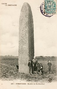 Gammelt postkort/Menhir de Kerhouezel/Porspoder/Finistere/Bretagne/Frankrig
