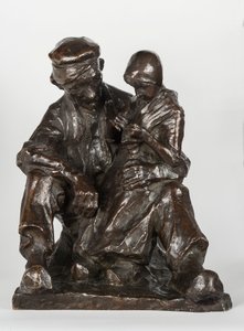 Bedstefar og barnebarn bronze